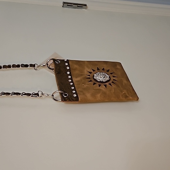 Brown Faux Leather Western Concho Crossbody Mini Bag - Picture 4 of 7